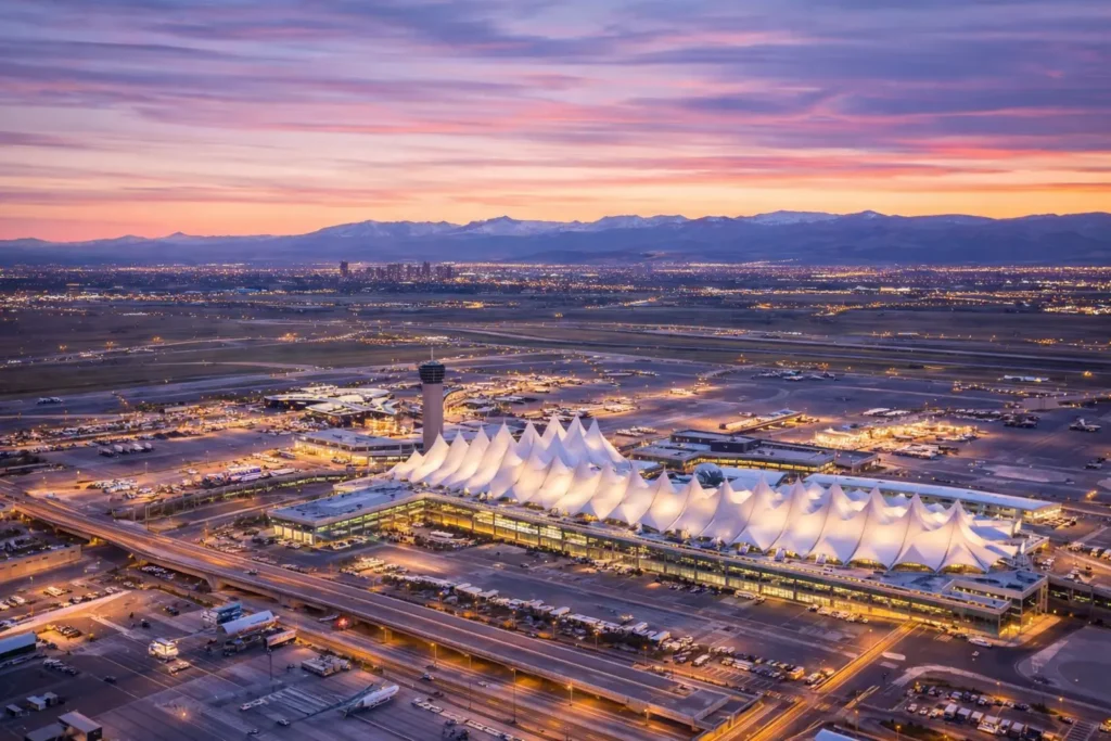 Denver International Airport drone view