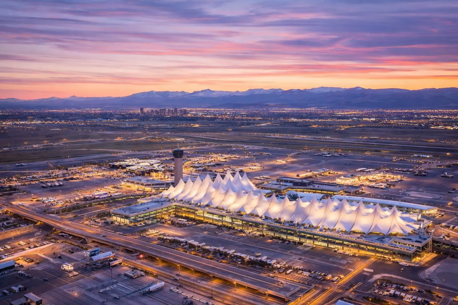 Denver International Airport drone view