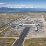 Aerial view of Denver International Airport showcasing its large land area and runways. How Big is Denver Airport