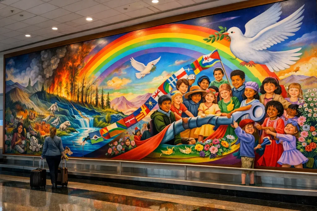 Denver airport murals showcasing vibrant art at DIA.