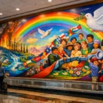 Denver airport murals showcasing vibrant art at DIA.