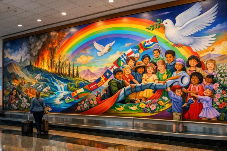 Denver airport murals showcasing vibrant art at DIA.