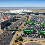 DIA parking lot status showing garage and economy parking availability at Denver International Airport