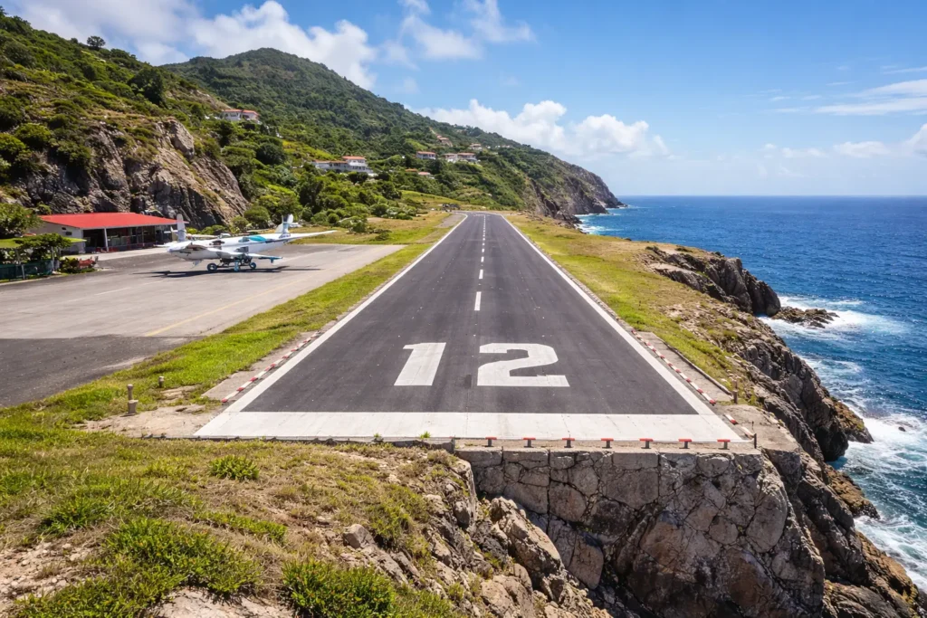 Shortest commercial runway at Juancho E. Yrausquin Airport