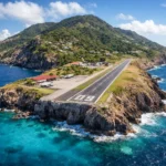 Juancho E. Yrausquin Airport runway – smallest airport in the world