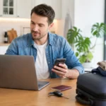 Traveler avoiding high airport parking costs with stress-free parking planning