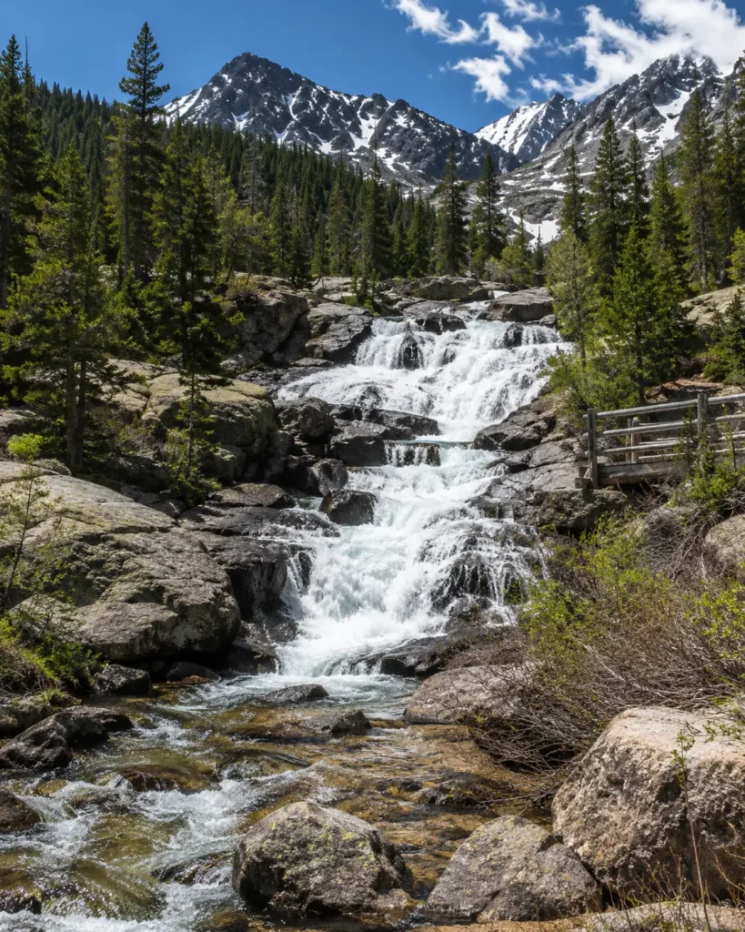 Alberta Falls flowing through Glacier Gorge in Rocky Mountain National Park