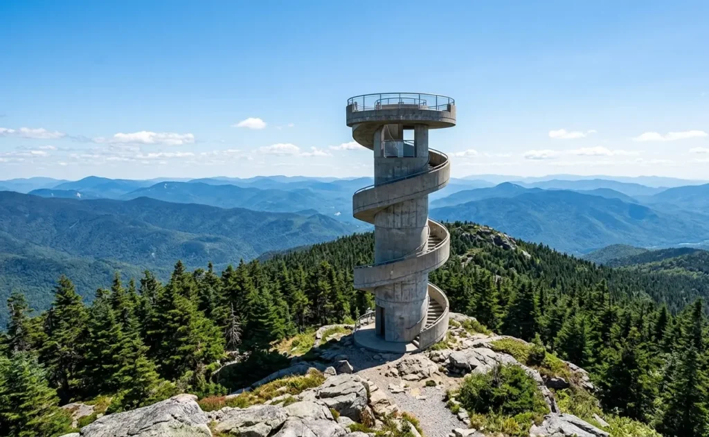 Things to Do in the Smoky Mountains. Spiral observation tower at Kuwohi, the highest point in the Great Smoky Mountains