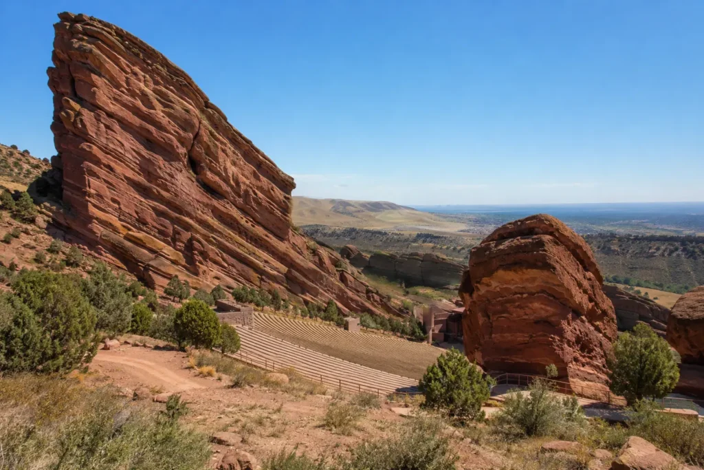 Red Rocks Park and Amphitheatre near Denver, Colorado, carved into red sandstone cliffs